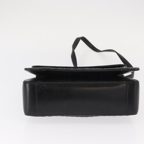 BALLY Hand Bag Leather 2way Black Gold Auth 153490A
