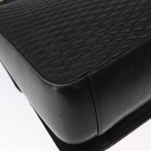 BALLY Hand Bag Leather 2way Black Gold Auth 153490