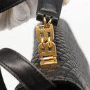 BALLY Hand Bag Leather 2way Black Gold Auth 153490-10