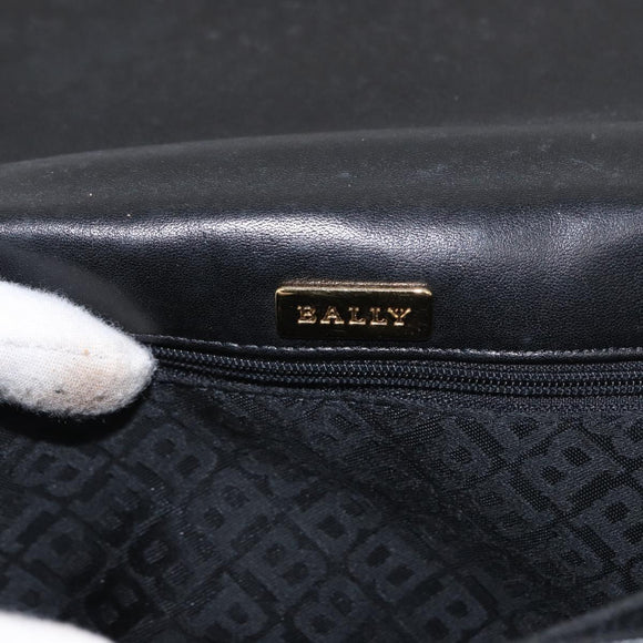 BALLY Hand Bag Leather 2way Black Gold Auth 153490A