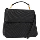 BALLY Hand Bag Leather 2way Black Gold Auth 153490A-1