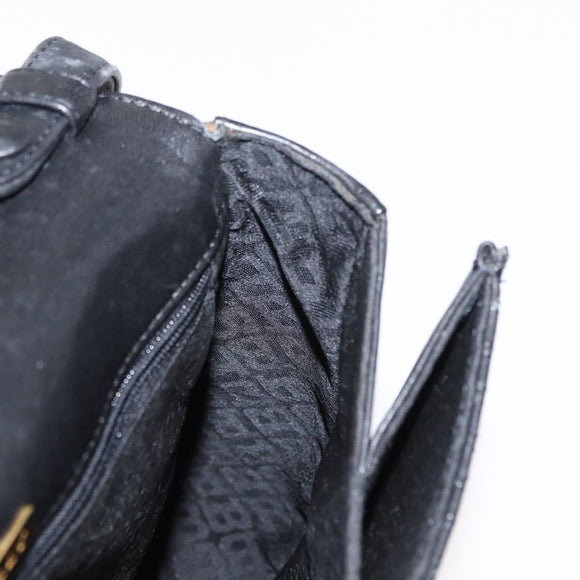 BALLY Hand Bag Leather 2way Black Gold Auth 153490