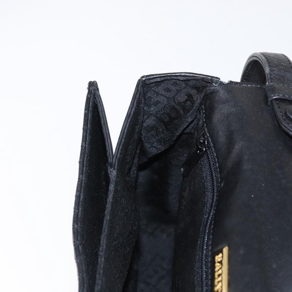 BALLY Hand Bag Leather 2way Black Gold Auth 153490