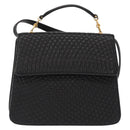 BALLY Hand Bag Leather 2way Black Gold Auth 153490A-13