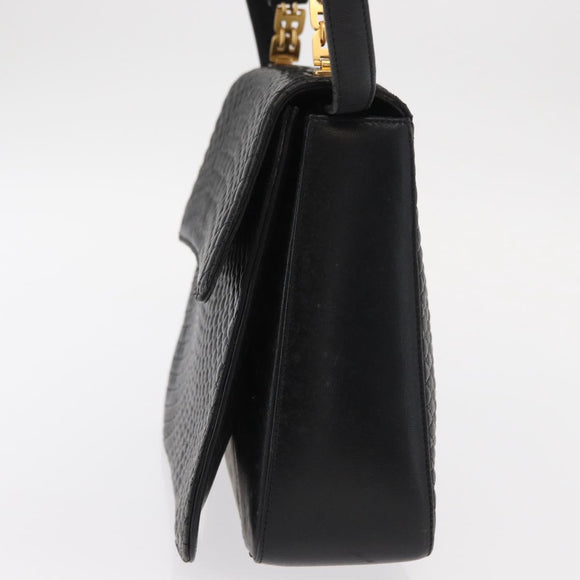 BALLY Hand Bag Leather 2way Black Gold Auth 153490A