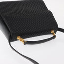 BALLY Hand Bag Leather 2way Black Gold Auth 153490A-6