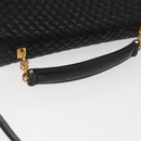 BALLY Hand Bag Leather 2way Black Gold Auth 153490A-7