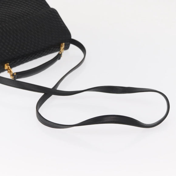 BALLY Hand Bag Leather 2way Black Gold Auth 153490