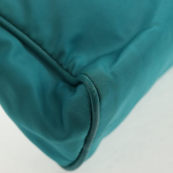 PRADA Shoulder Bag Nylon Blue Gold Auth 153492V