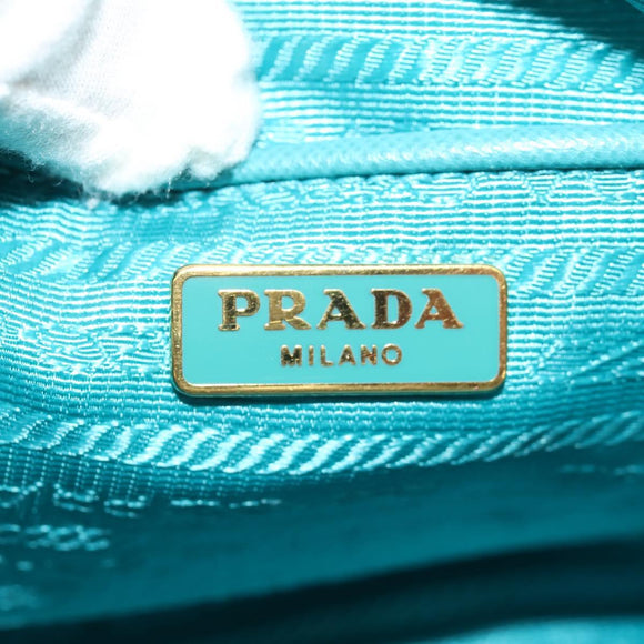 PRADA Shoulder Bag Nylon Blue Gold Auth 153492V