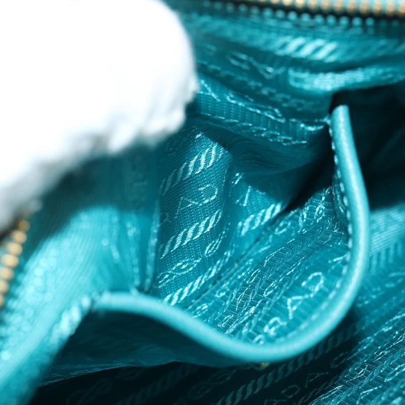 PRADA Shoulder Bag Nylon Blue Gold Auth 153492V