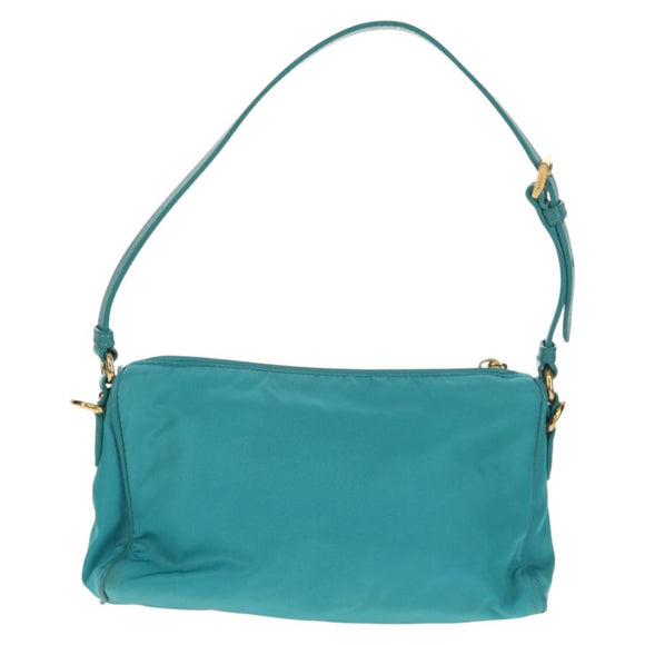 PRADA Shoulder Bag Nylon Blue Gold Auth 153492V