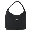 PRADA Hand Bag Nylon Black Silver Auth 153493-1
