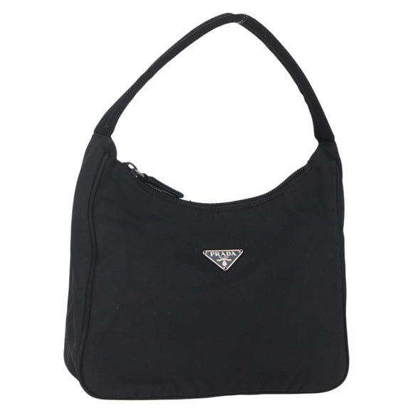 PRADA Hand Bag Nylon Black Silver Auth 153493