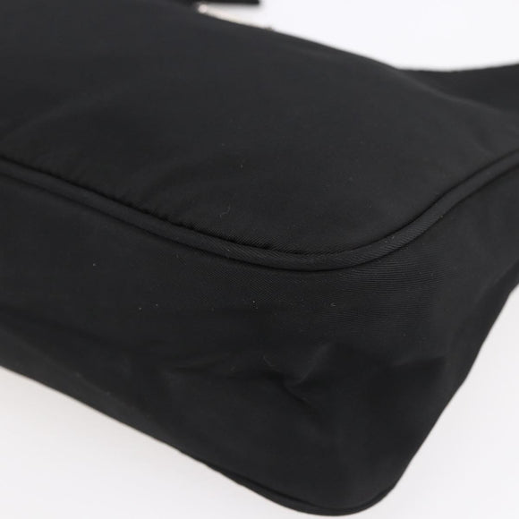 PRADA Hand Bag Nylon Black Silver Auth 153493