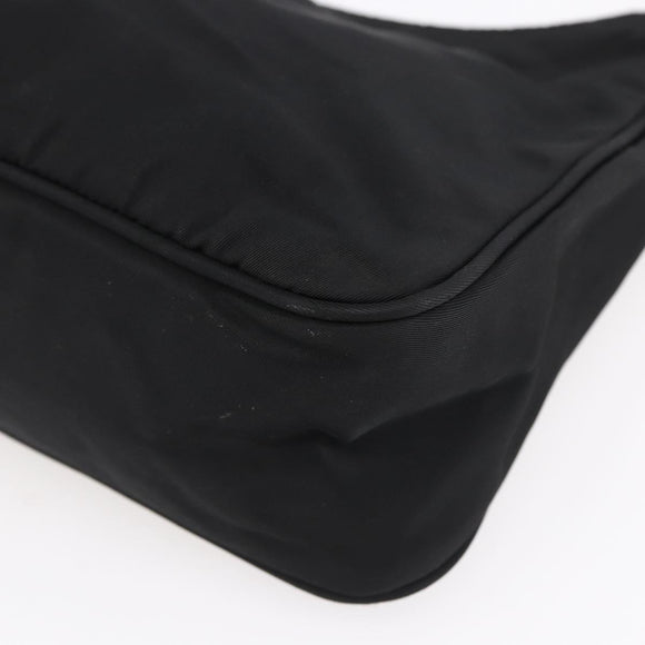 PRADA Hand Bag Nylon Black Silver Auth 153493