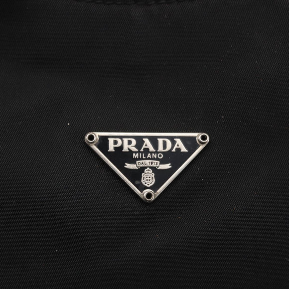 PRADA Hand Bag Nylon Black Silver Auth 153493