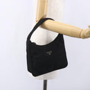 PRADA Hand Bag Nylon Black Silver Auth 153493-22