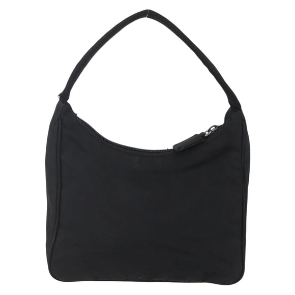 PRADA Hand Bag Nylon Black Silver Auth 153493