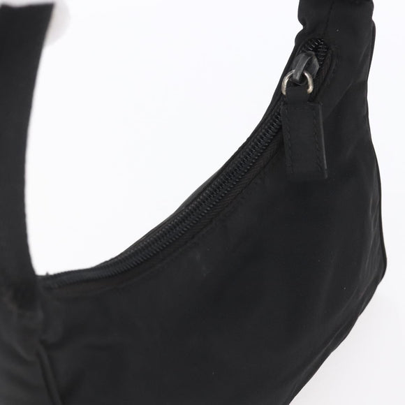 PRADA Hand Bag Nylon Black Silver Auth 153493