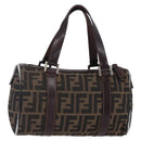 FENDI Zucca Canvas Hand Bag Black Brown Auth 153494-1
