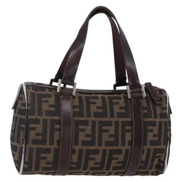 FENDI Zucca Canvas Hand Bag Black Brown Auth 153494