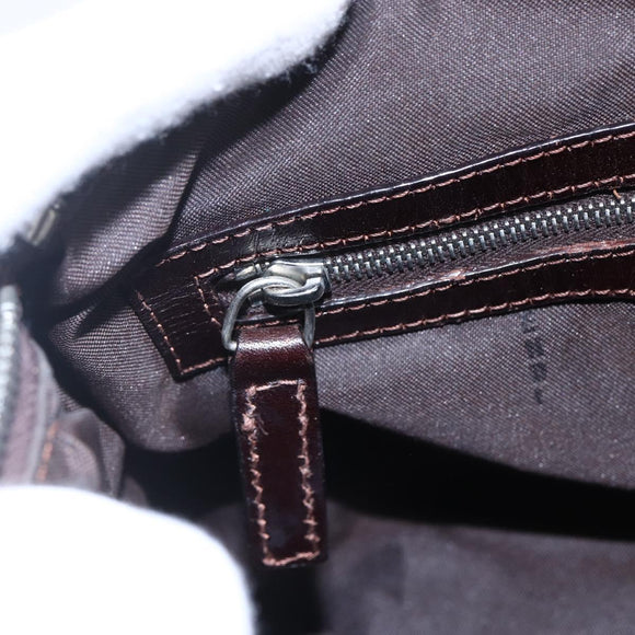 FENDI Zucca Canvas Hand Bag Black Brown Auth 153494