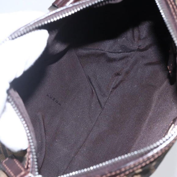 FENDI Zucca Canvas Hand Bag Black Brown Auth 153494