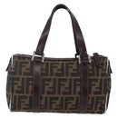 FENDI Zucca Canvas Hand Bag Black Brown Auth 153494-13