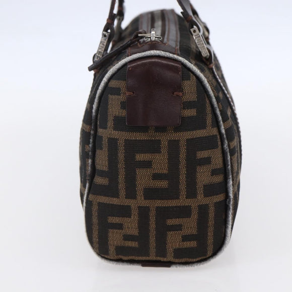 FENDI Zucca Canvas Hand Bag Black Brown Auth 153494