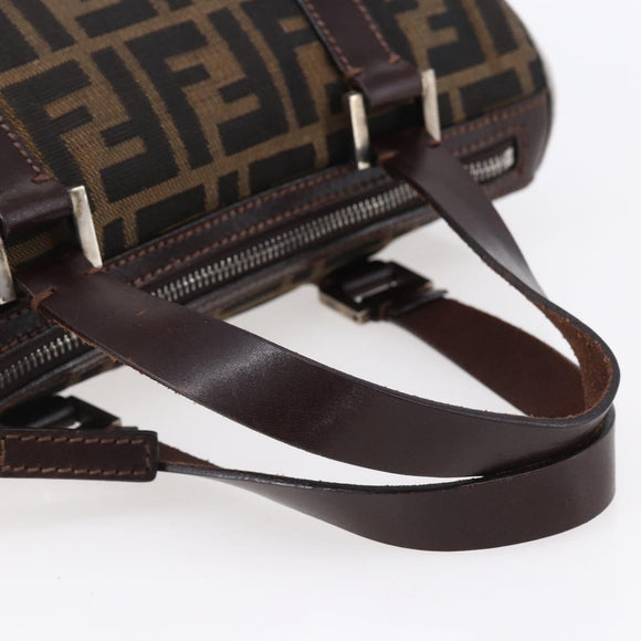 FENDI Zucca Canvas Hand Bag Black Brown Auth 153494