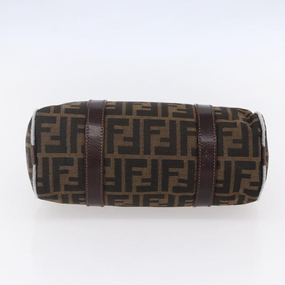 FENDI Zucca Canvas Hand Bag Black Brown Auth 153494