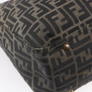 FENDI Zucca Canvas Hand Bag Black Brown Auth 153495-16