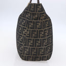 FENDI Zucca Canvas Hand Bag Black Brown Auth 153495-3