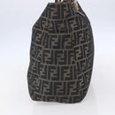 FENDI Zucca Canvas Hand Bag Black Brown Auth 153495-4