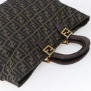 FENDI Zucca Canvas Hand Bag Black Brown Auth 153495-6