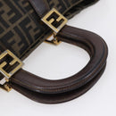 FENDI Zucca Canvas Hand Bag Black Brown Auth 153495-7