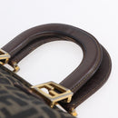 FENDI Zucca Canvas Hand Bag Black Brown Auth 153495-8