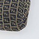 FENDI Zucchino Canvas Mamma Baguette Shoulder Bag Navy Silver Auth 153496-16