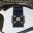 FENDI Zucchino Canvas Mamma Baguette Shoulder Bag Navy Silver Auth 153496-18