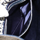 FENDI Zucchino Canvas Mamma Baguette Shoulder Bag Navy Silver Auth 153496-23