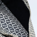 FENDI Zucchino Canvas Mamma Baguette Shoulder Bag Navy Silver Auth 153496-24