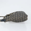 FENDI Zucchino Canvas Mamma Baguette Shoulder Bag Navy Silver Auth 153496-4