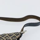 FENDI Zucchino Canvas Mamma Baguette Shoulder Bag Navy Silver Auth 153496-8
