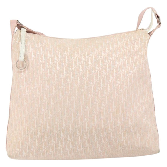 Christian Dior Trotter Canvas Shoulder Bag Pink Silver Auth 153498