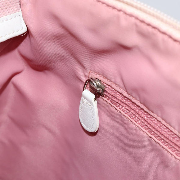Christian Dior Trotter Canvas Shoulder Bag Pink Silver Auth 153498