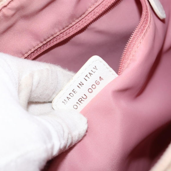 Christian Dior Trotter Canvas Shoulder Bag Pink Silver Auth 153498