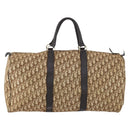 Christian Dior Trotter Canvas Boston Bag Beige Gold Auth 153500-2