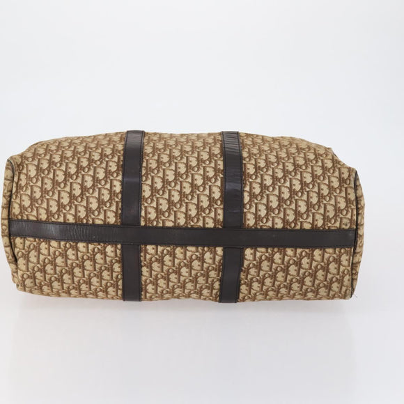 Christian Dior Trotter Canvas Boston Bag Beige Gold Auth 153500