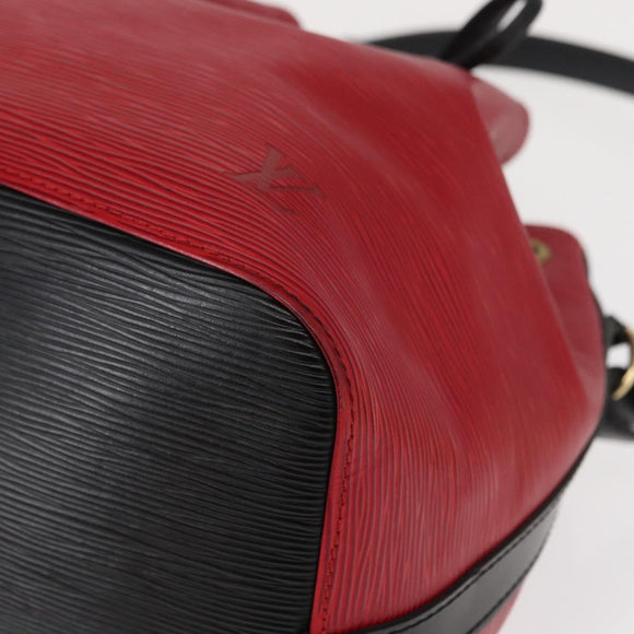 LOUIS VUITTON Epi Petit Noe Shoulder Bag Bicolor Black Red M44017 LV Auth 153507